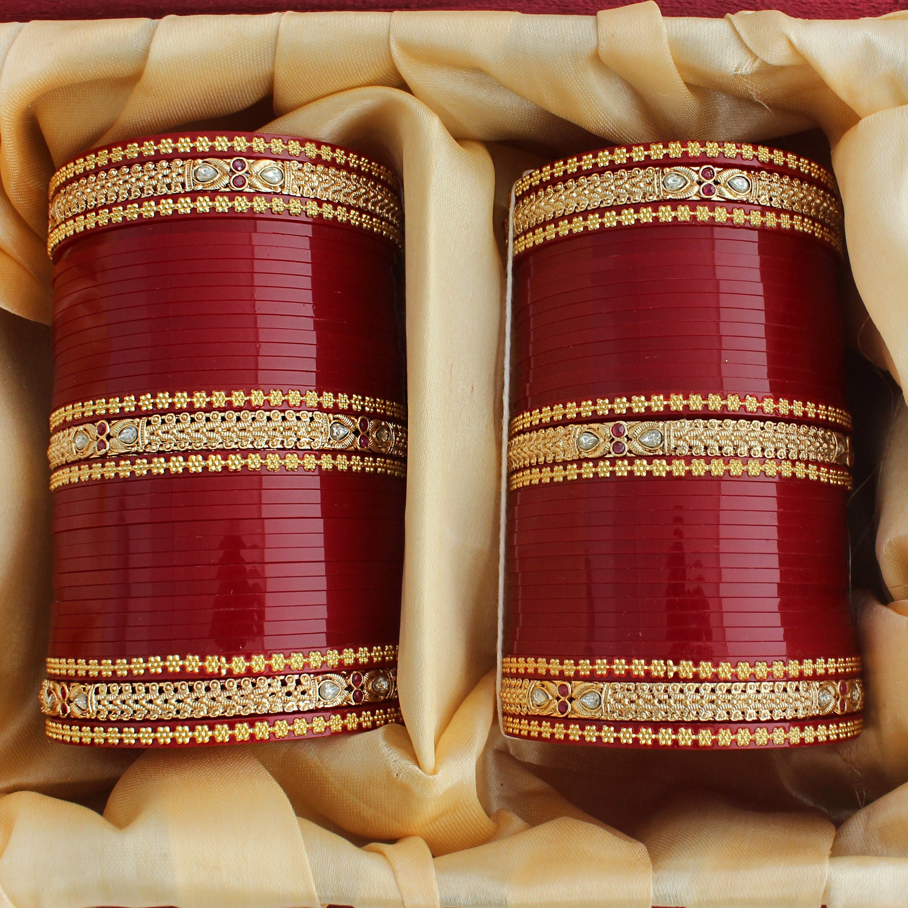 Diashani Bridal Choora Bangle Set-maroon