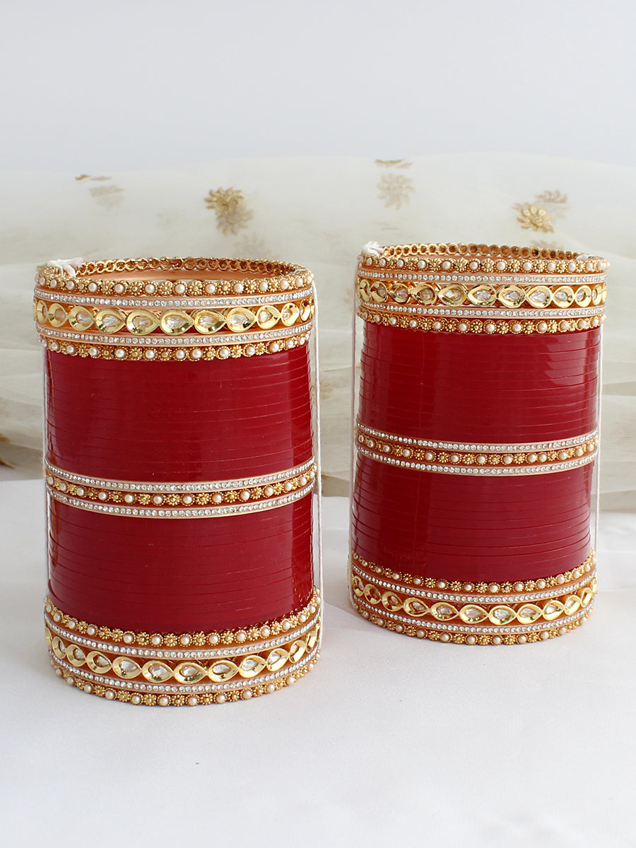 Pakhi Bridal Choora Bangle Set-Maroon