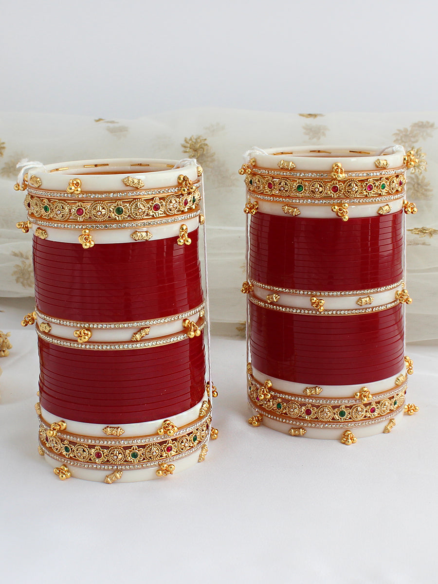 Ankita Bridal Choora Bangle Set-maroon