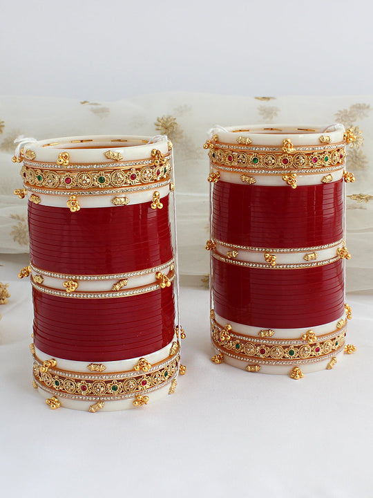 Ankita Bridal Choora Bangle Set-maroon