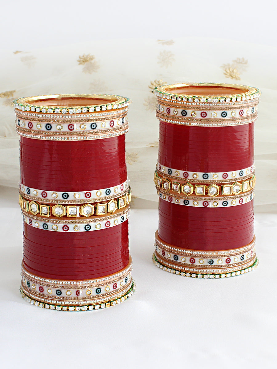 Shivali Bridal Choora Bangle Set-Maroon