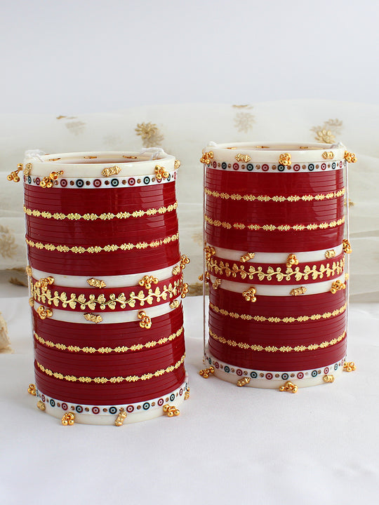 Shivika Bridal Chooda Bangle Set-Maroon