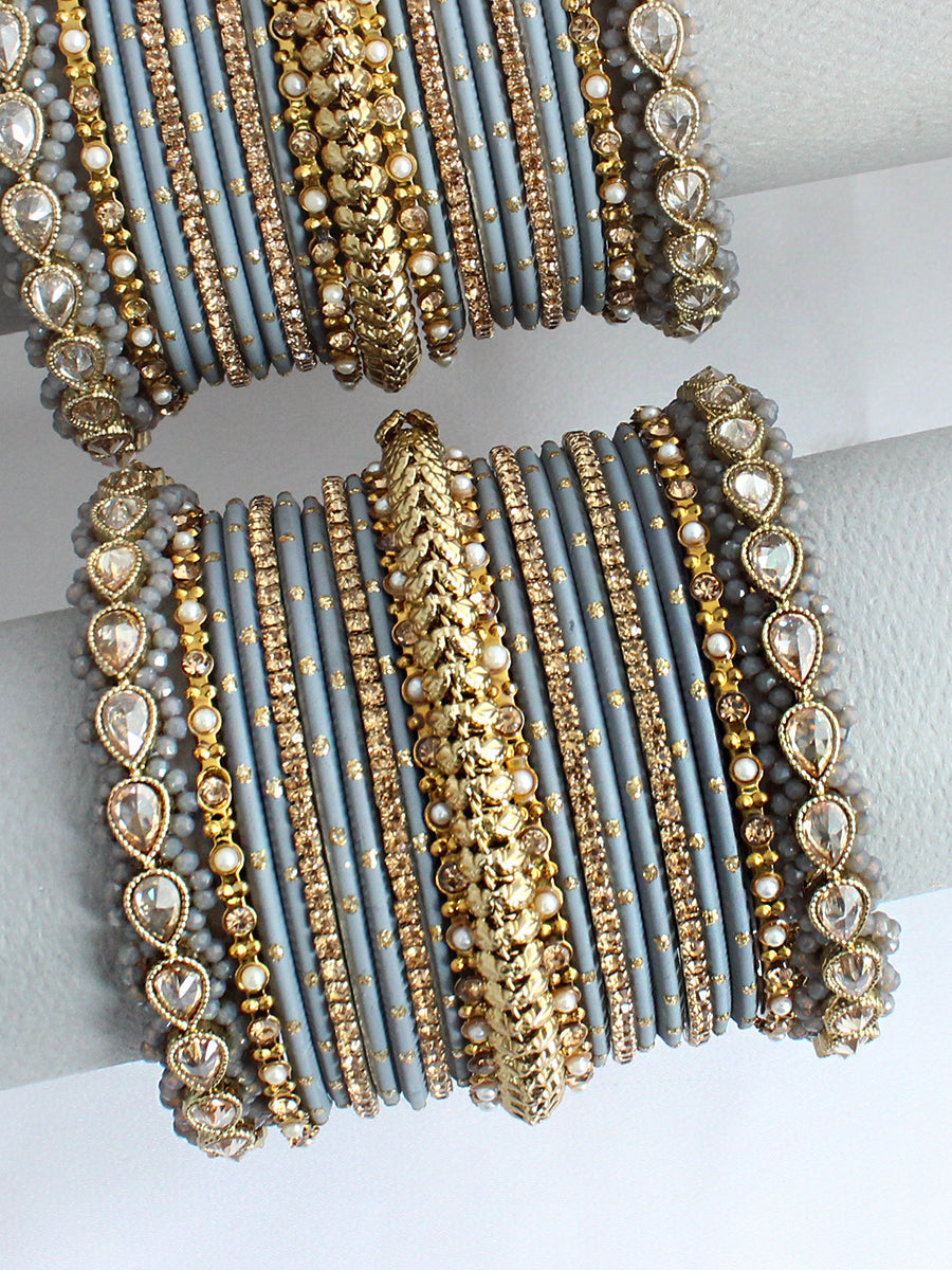 Aasha Bangle Set / Stack-Grey