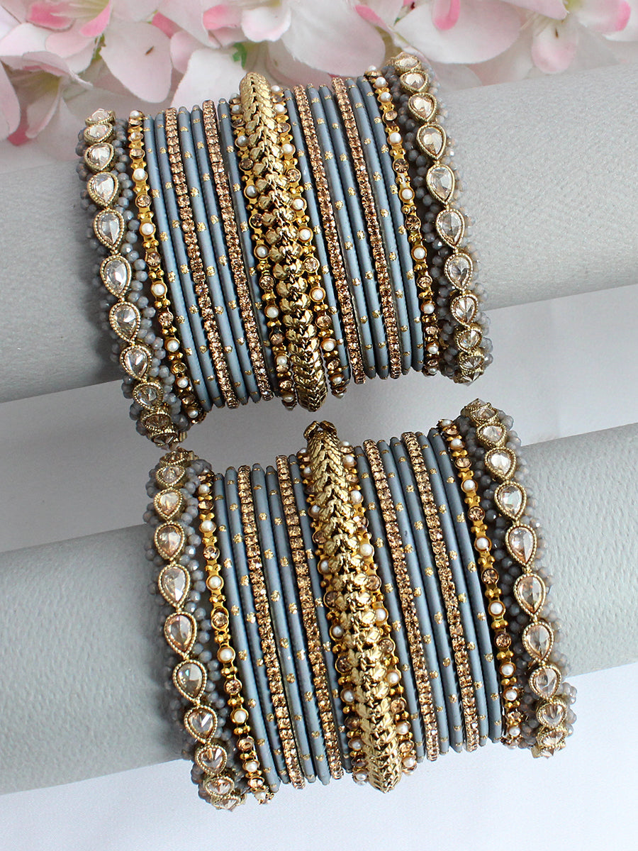Aasha Bangle Set / Stack-Grey