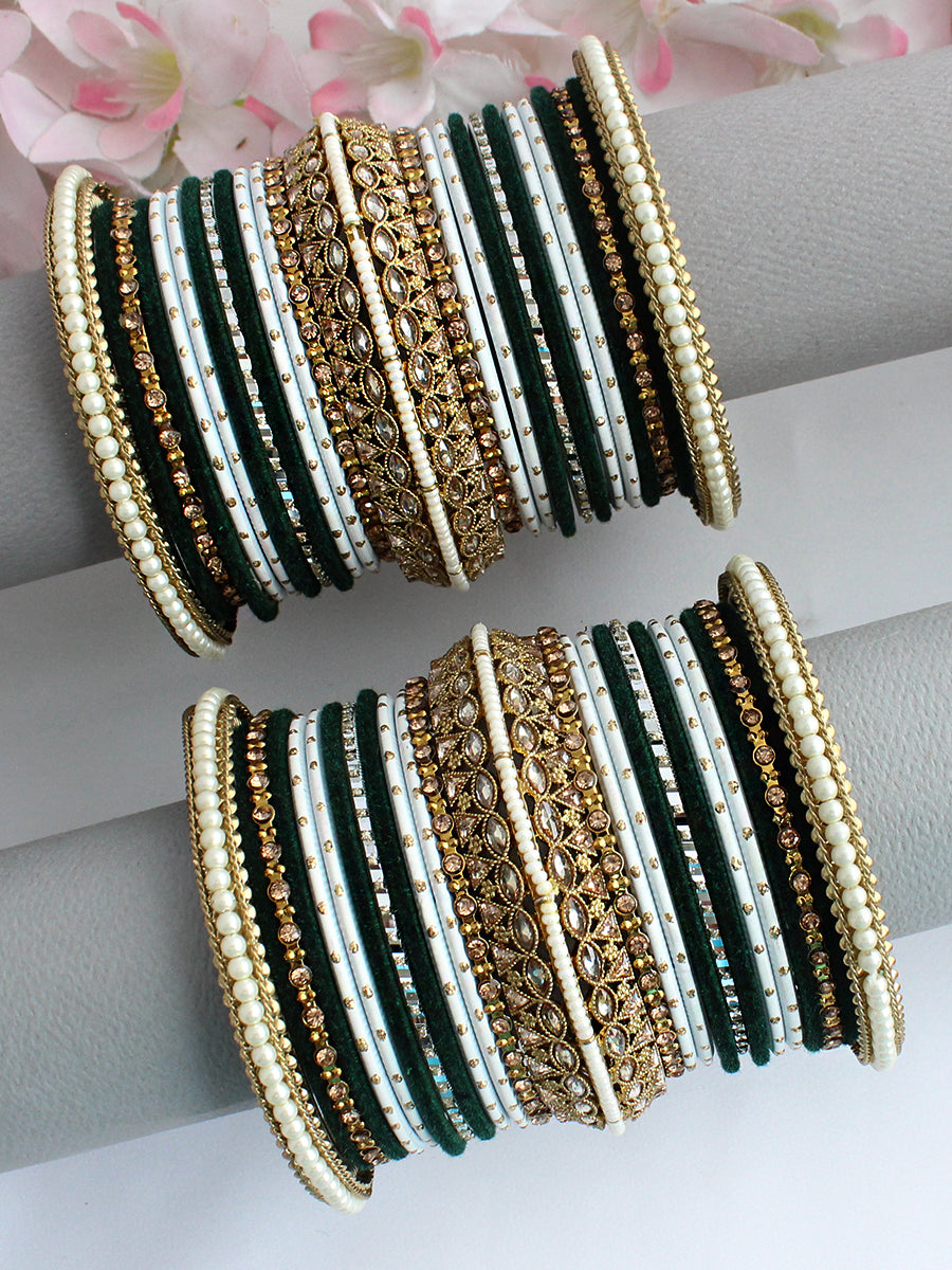 Maham Bangle Set / Stack-Green