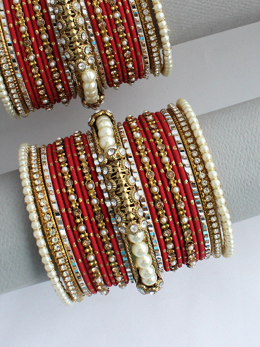 Zarina Bangle Set / Stack-Red-Red