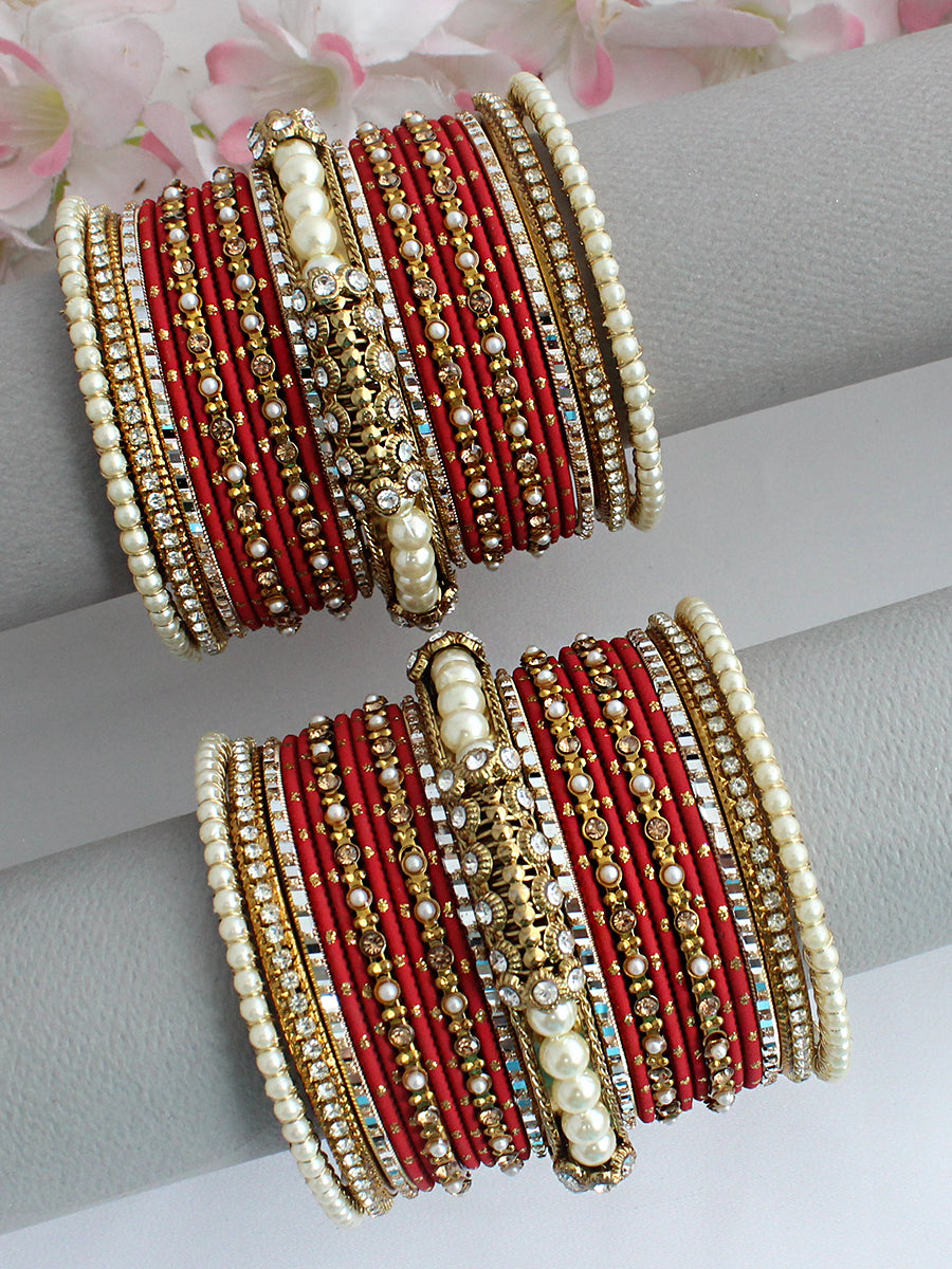 Zarina Bangle Set / Stack-Red