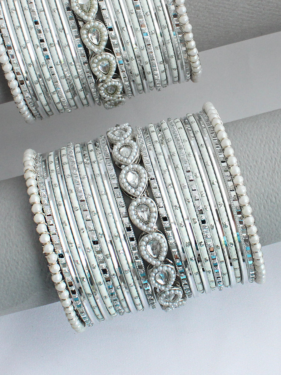 Iqra Bangle Set / Stack-White