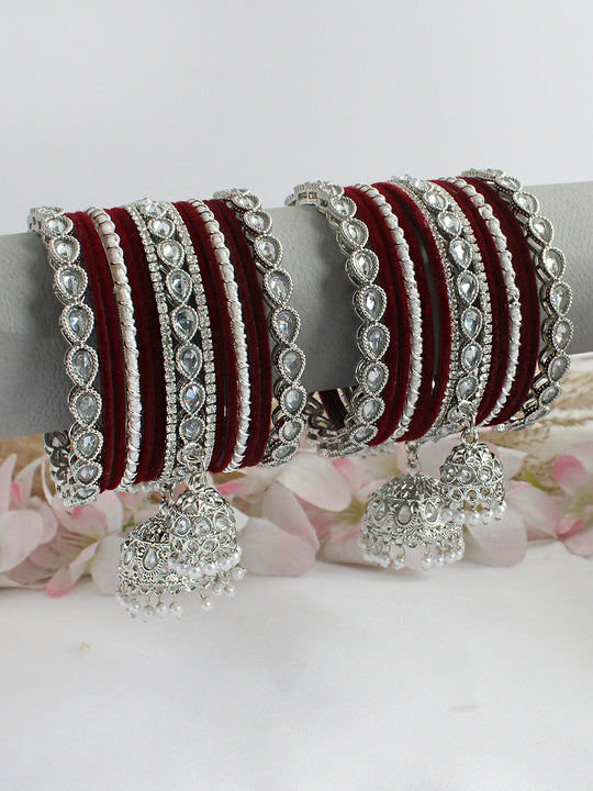 Malishka Bangle Set / Stack-Maroon