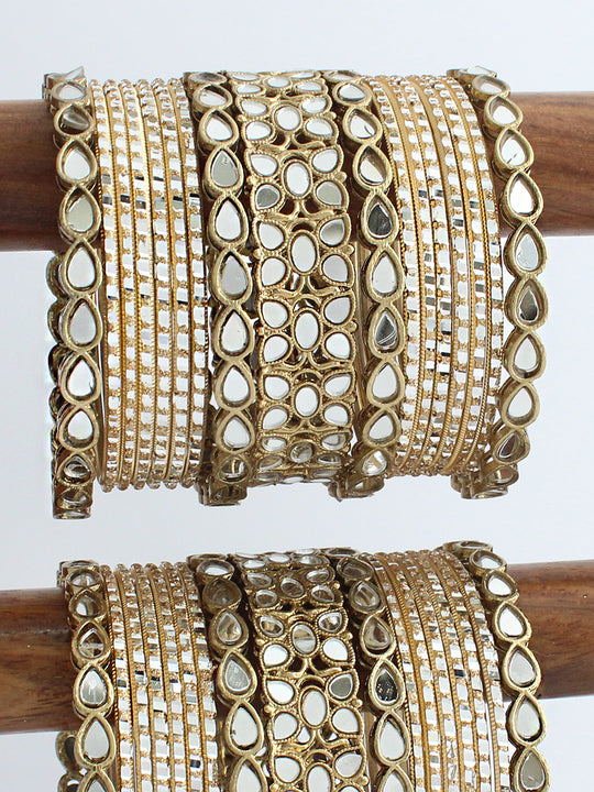 Amyra Mirror Bangle Set / Stack-Antique Gold