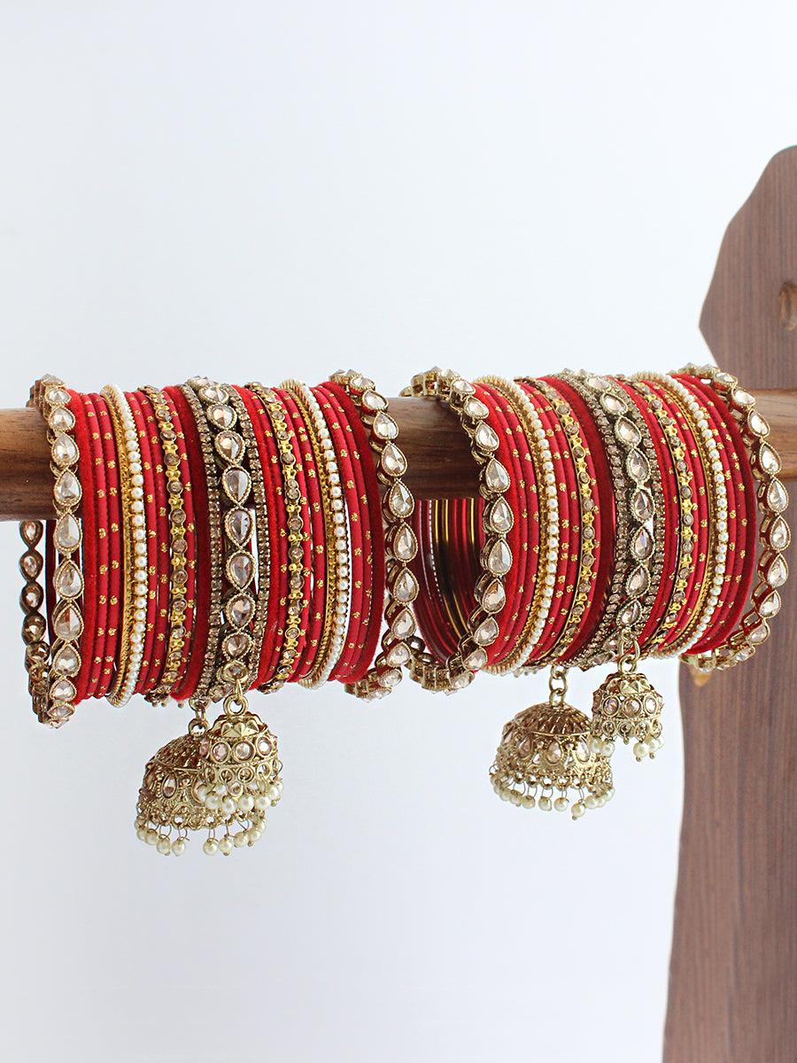 Yuvisha Bangle Set / Stack-Red