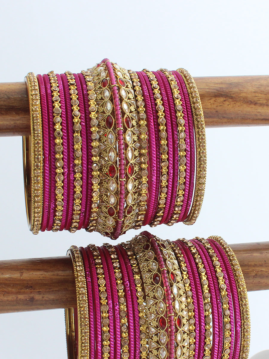 Nishika Bangle Set / Stack-Hot Pink