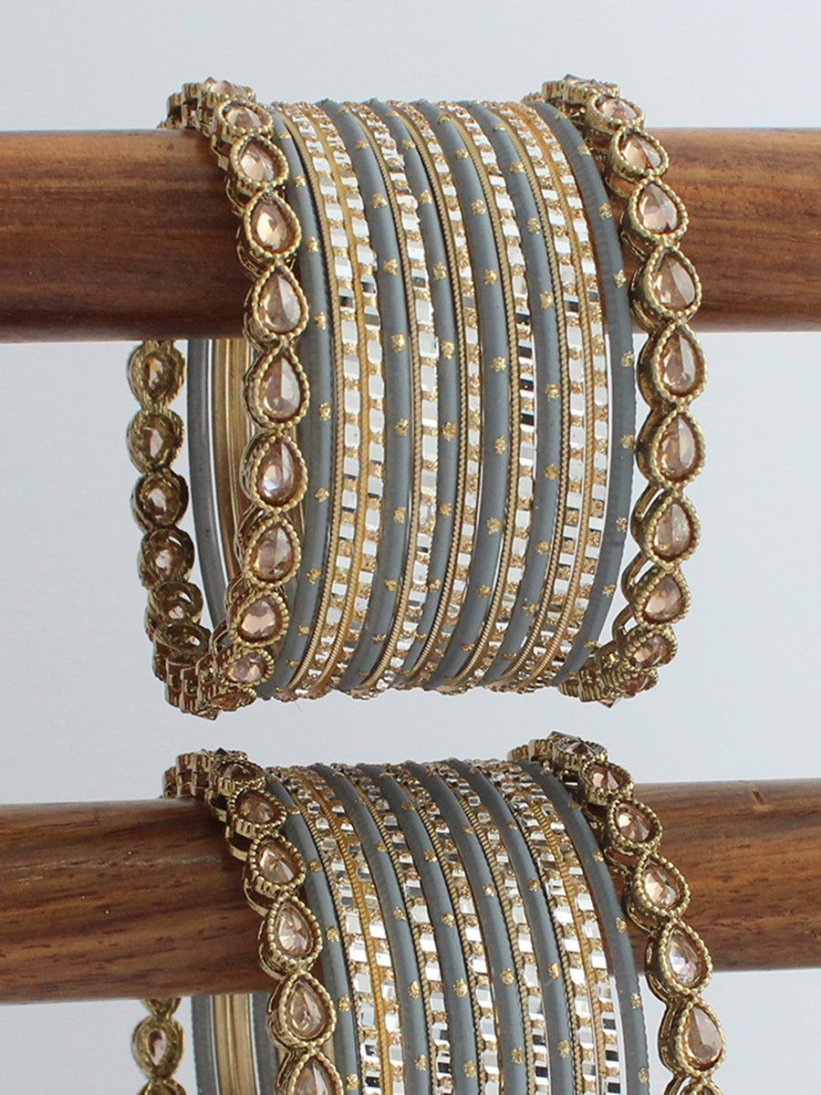 Afsana Bangle Set / Stack-Grey