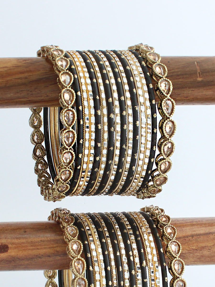 Afsana Bangle Set / Stack-Black
