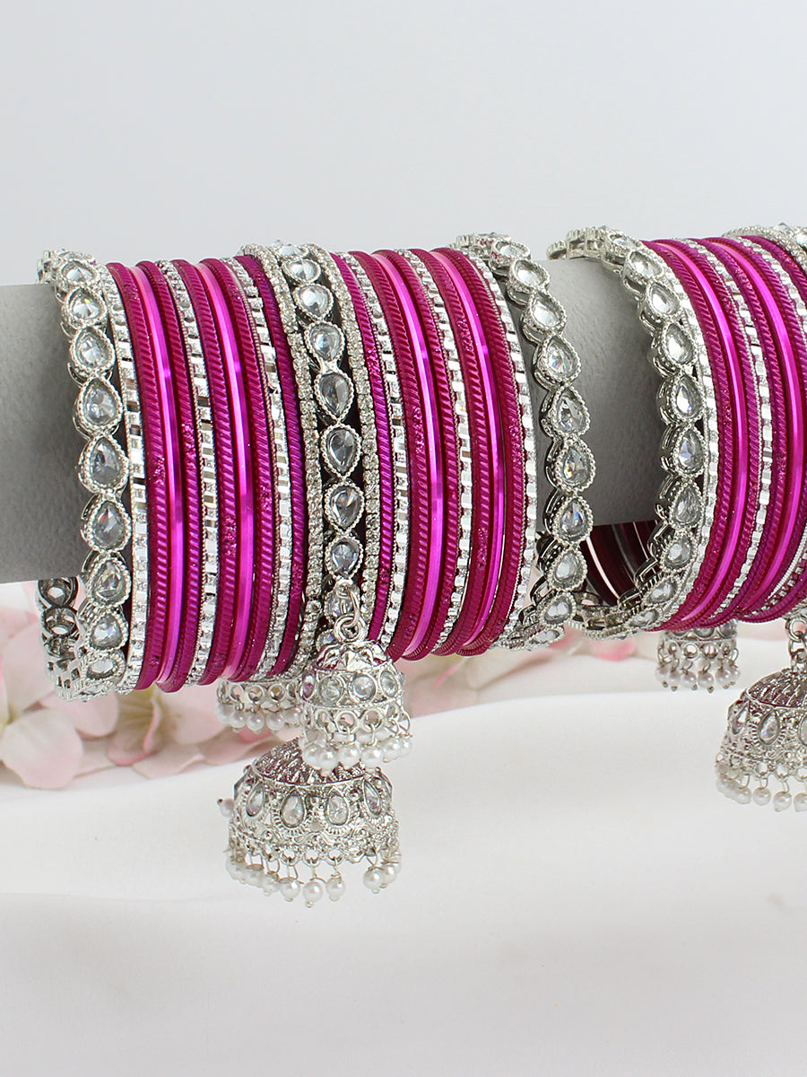 Jiya Bangle Set / Stack -Hot Pink