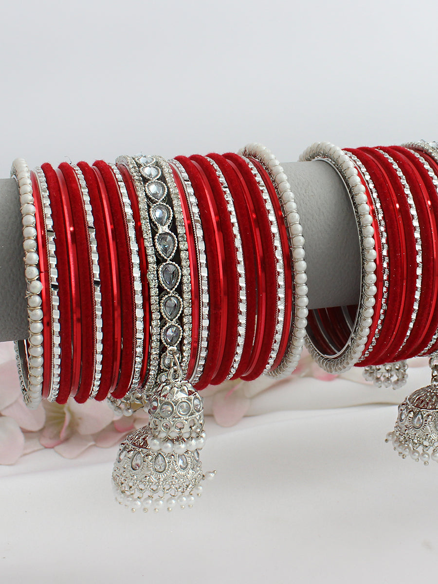 Zoha Bangle Set / Stack-Red
