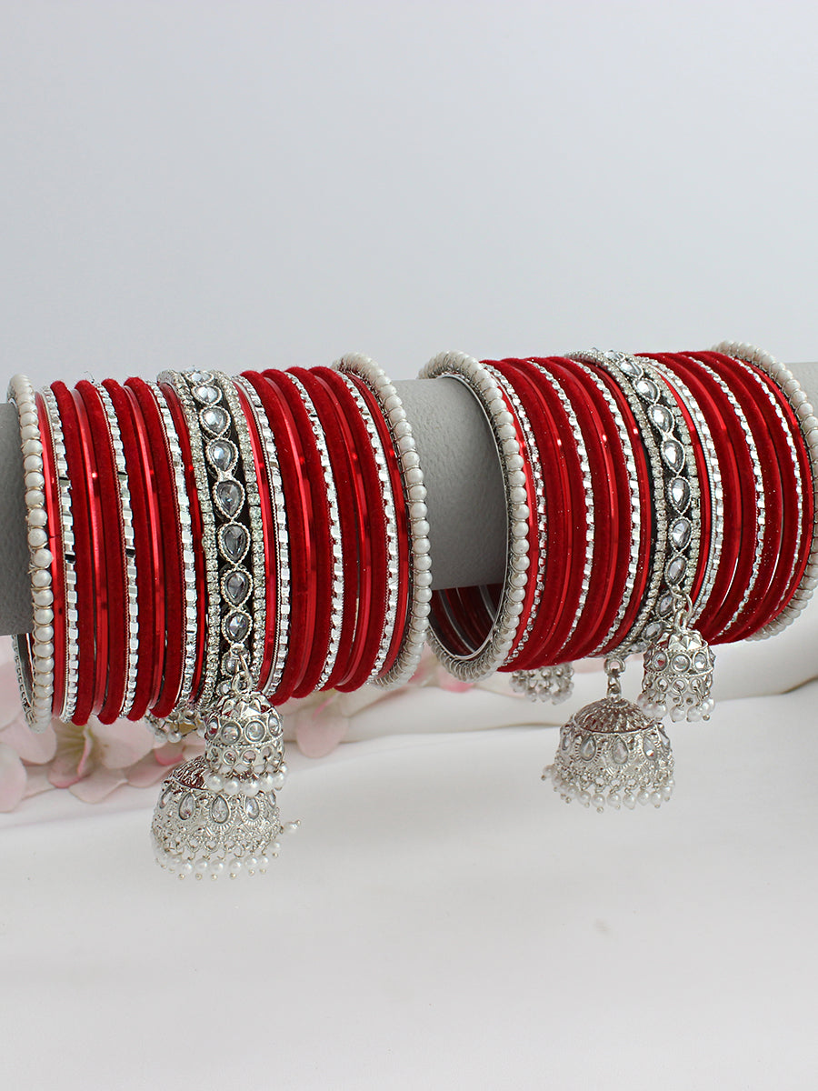 Zoha Bangle Set / Stack-red