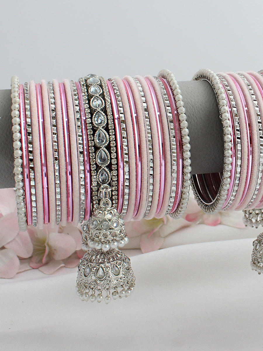 Zoha Bangle Set / Stack-Pastel Pink