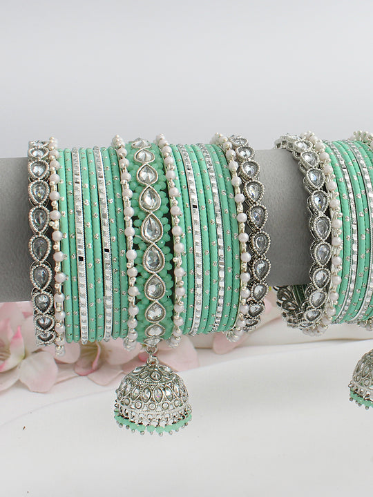 Nehal Bangle Set / Stack-Mint Green