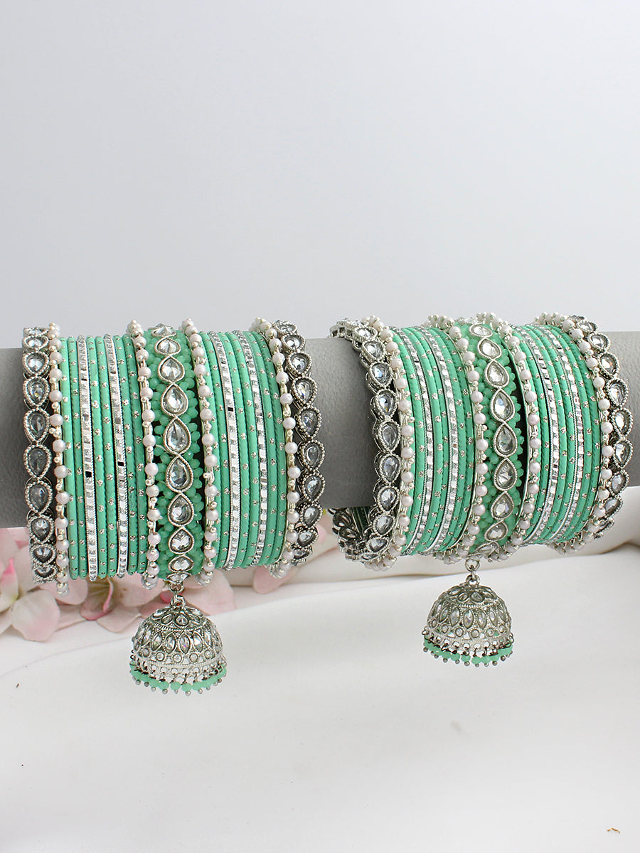 Nehal Bangle Set / Stack-Mint Green