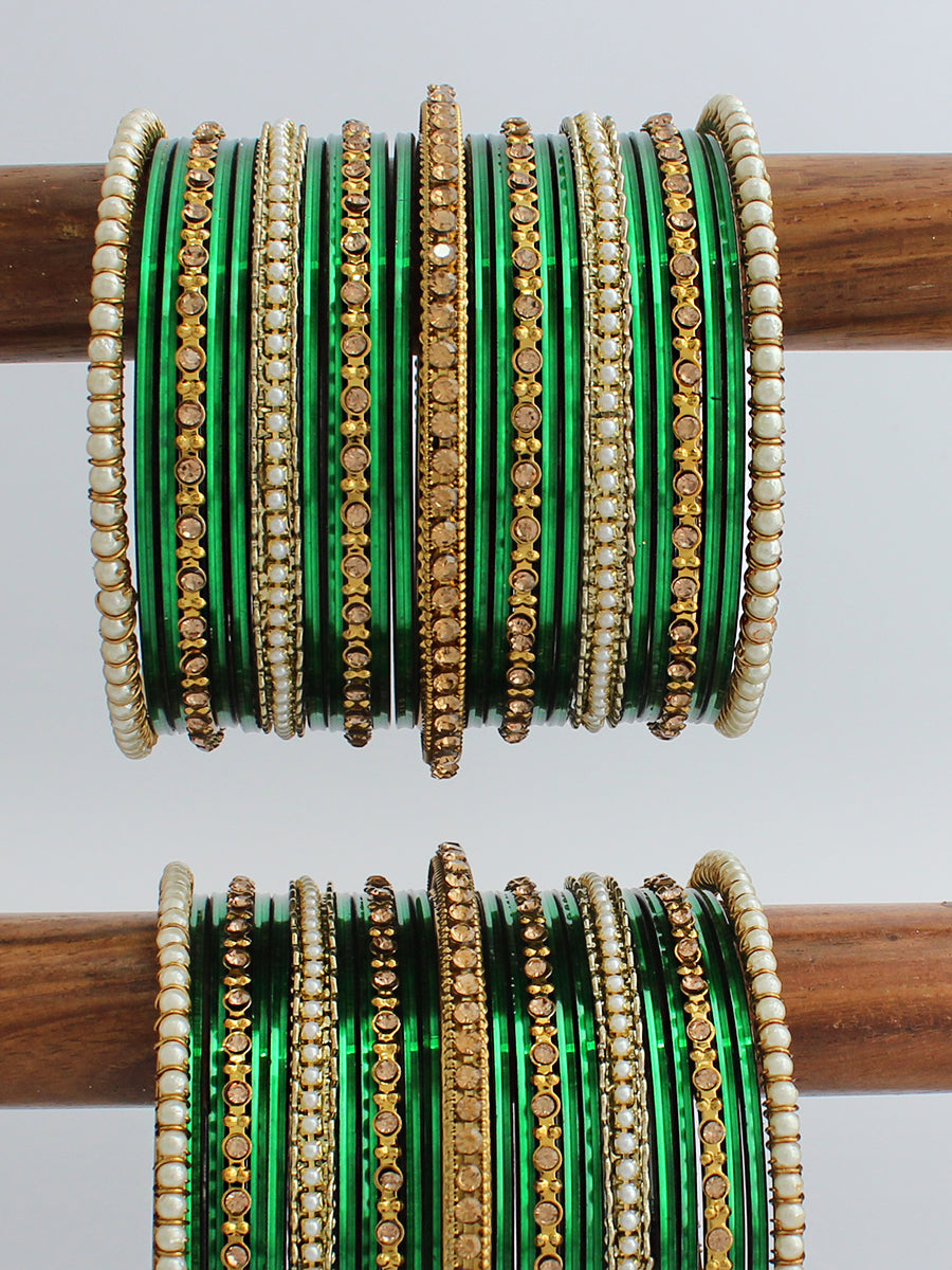 Ritvika Bangle Set / Stack-Green