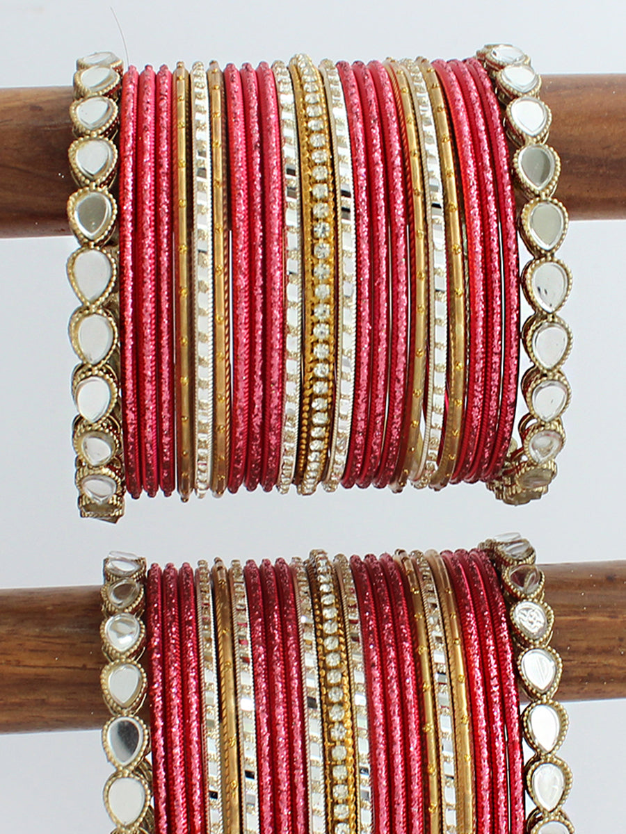 Roshina Bangle Set / Stack-Hot Pink