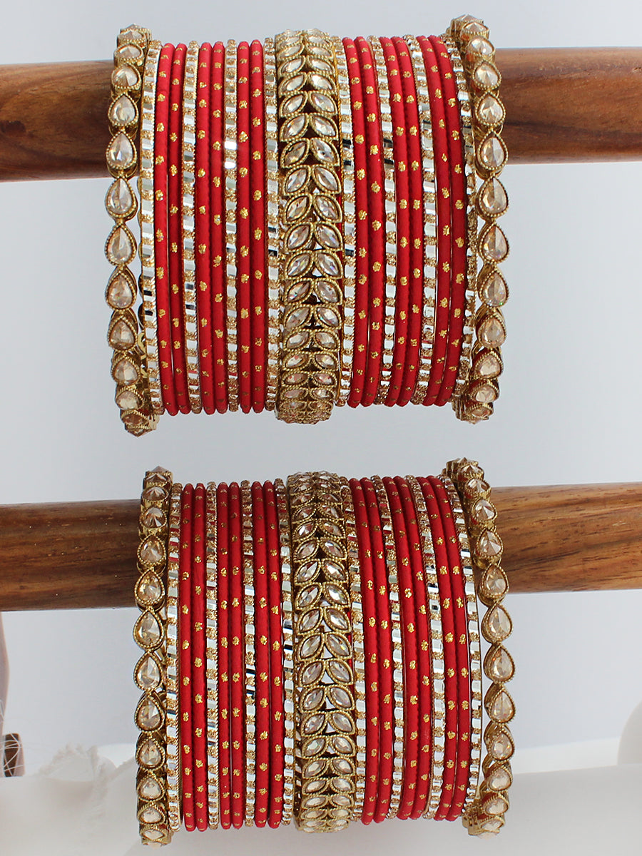 Divyanshi Bangle Set / Stack
-Red 