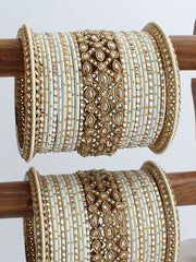 Yashvi Bangle Set / Stack-White 