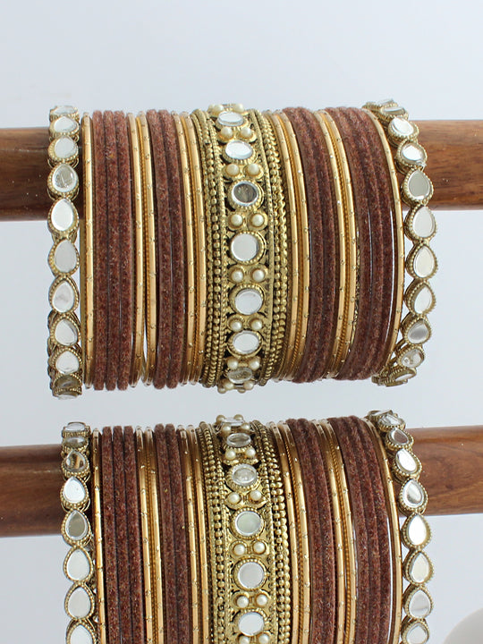 Malika Bangle Set / Stack-Brown 