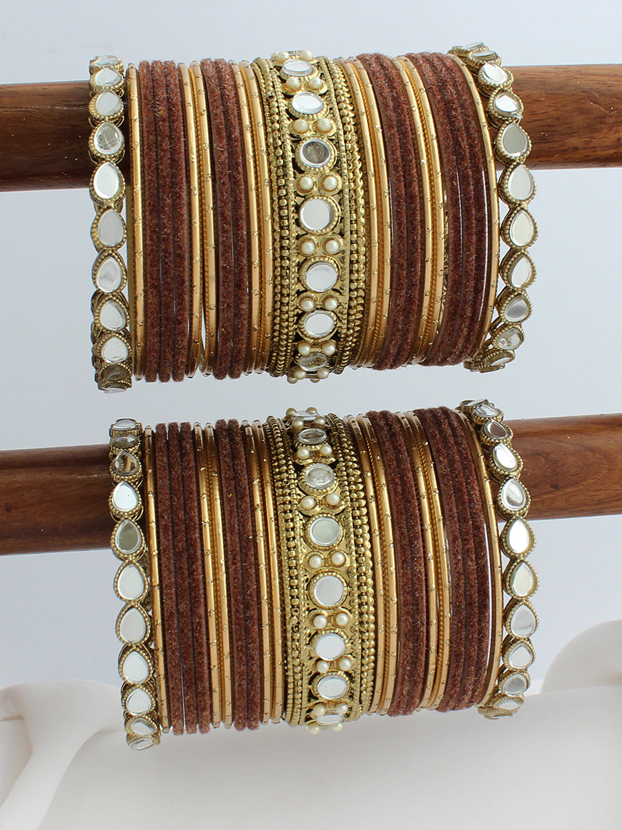 Malika Bangle Set / Stack-Brown 