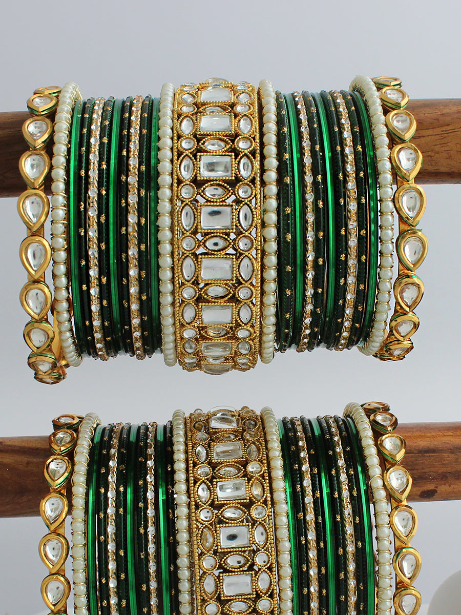 Pranjal Bangle Set / Stack -Green 