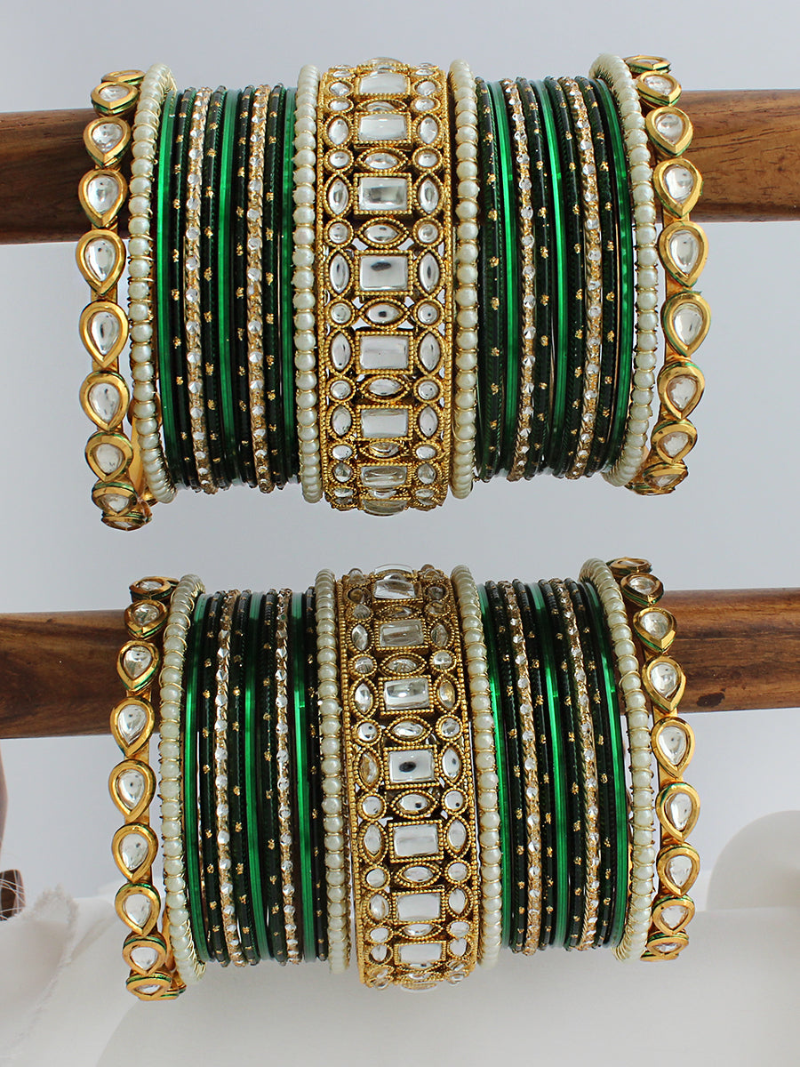 Pranjal Bangle Set / Stack -Green 
