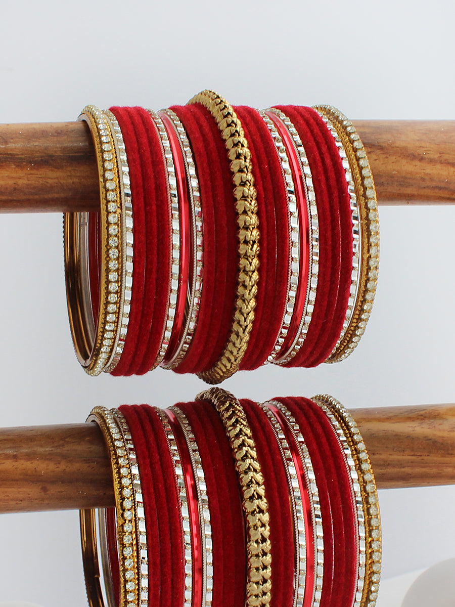 Aneri Bangle Set / Stack-Red 