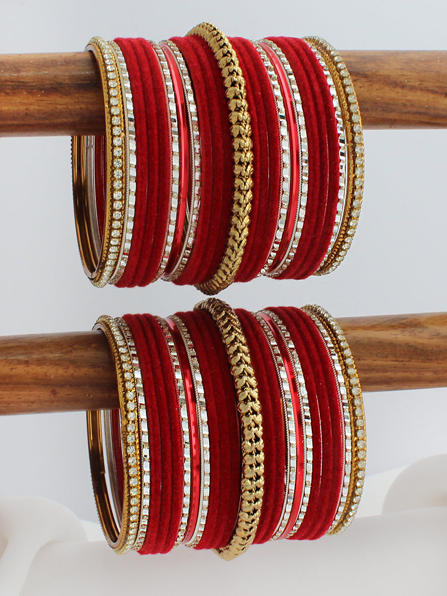 Aneri Bangle Set / Stack-Red