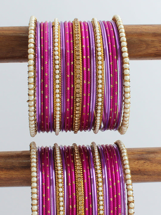 Chhavi Bangle Set / Stack-Hot pink 