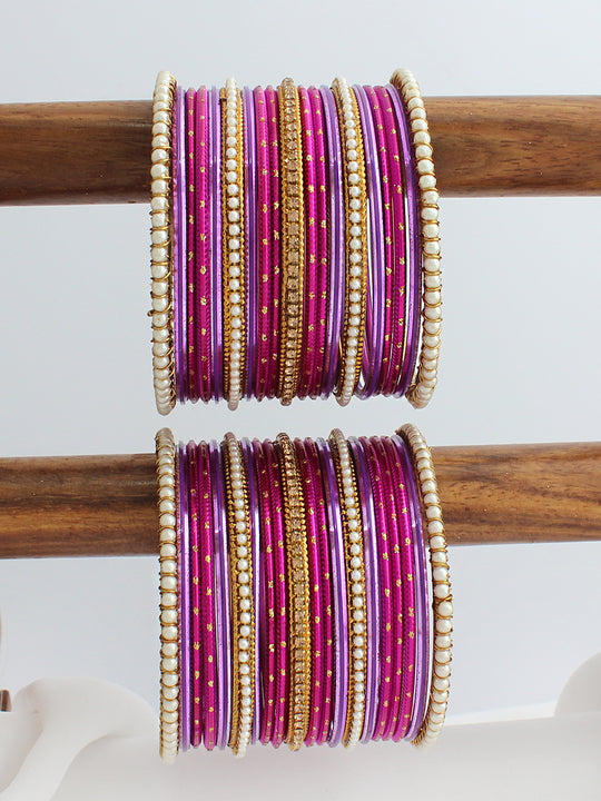 Chhavi Bangle Set / Stack-Hot pink 