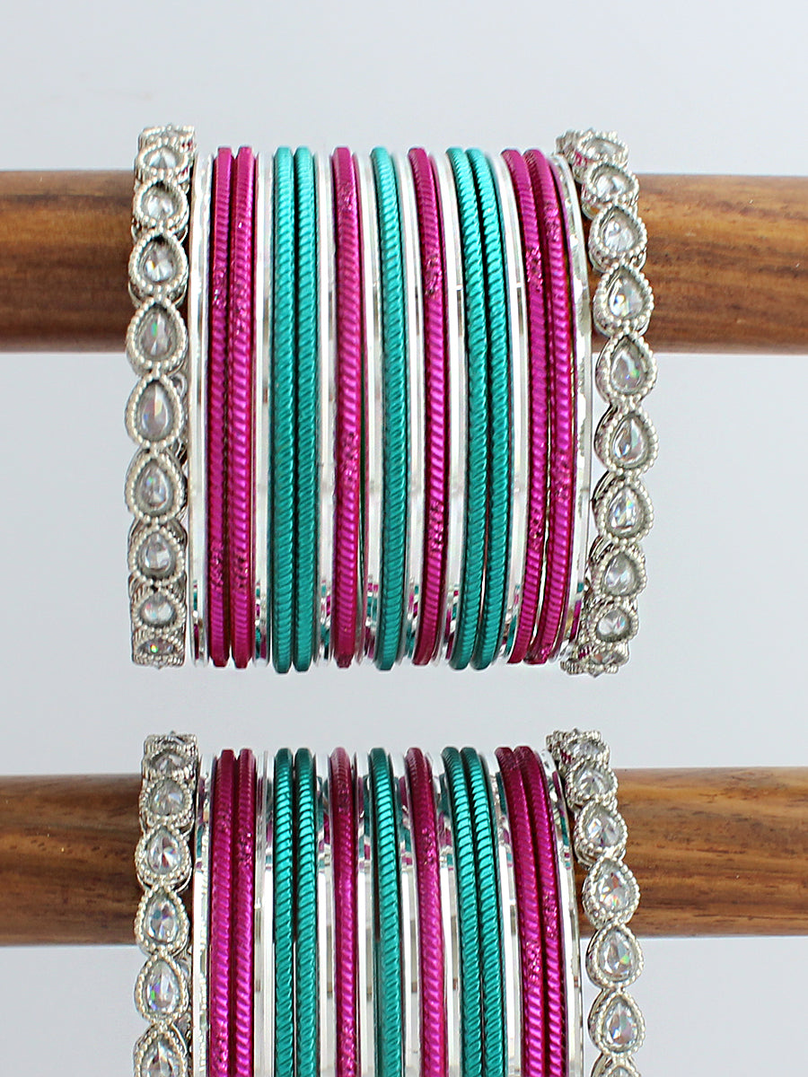 Reena Bangle Set / Stack-Hot Pink 