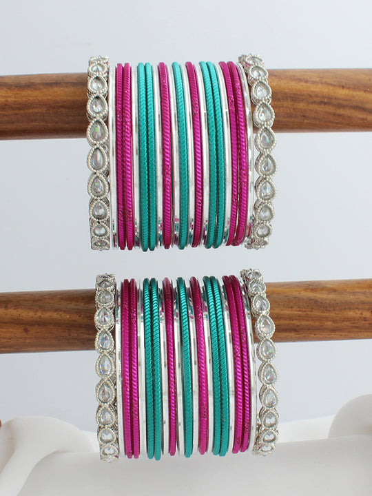 Reena Bangle Set / Stack-Hot Pink 