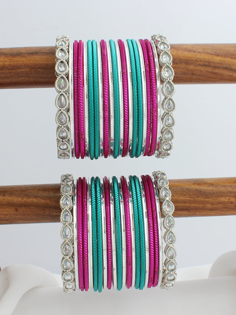 Reena Bangle Set / Stack-Hot Pink 
