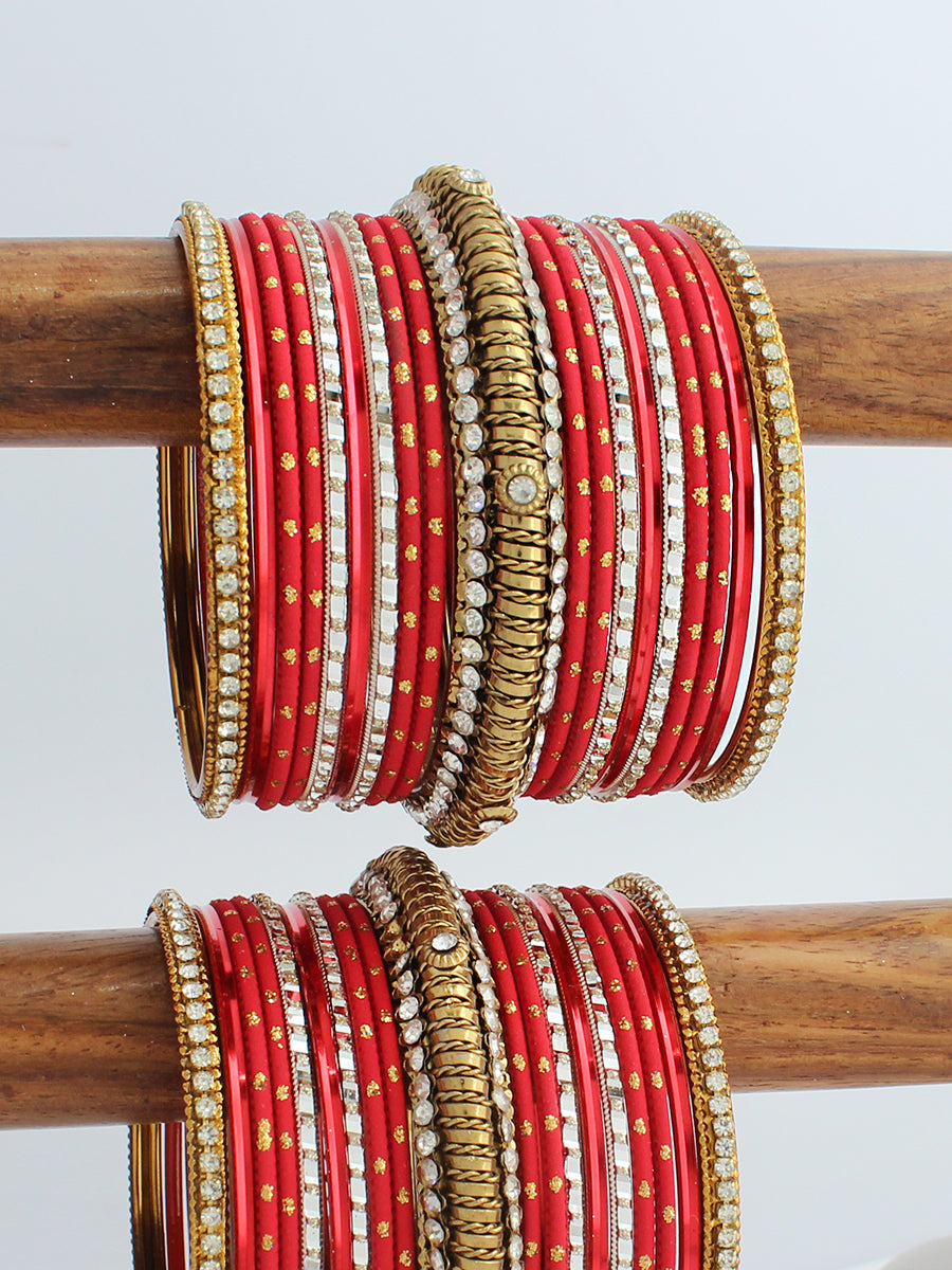 Amira Bangle Set / Stack-Red 