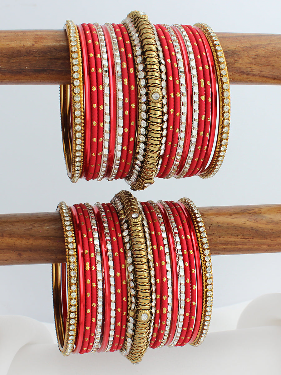 Amira Bangle Set / Stack-Red 