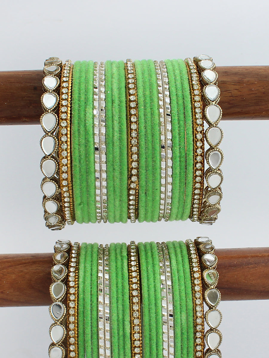 Sheetal Bangle Set / stack-Parrot Green 