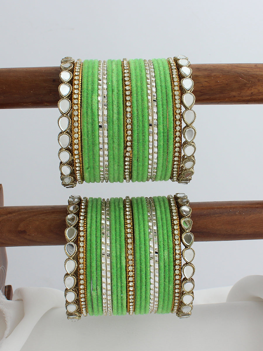 Sheetal Bangle Set / stack-Parrot Green 
