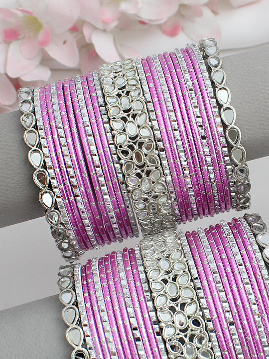 Kiyanvi Bangle Set / Stack-Pink 