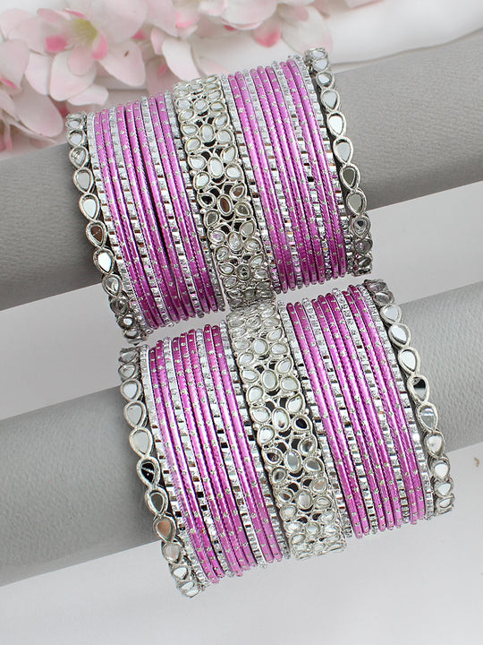 Kiyanvi Bangle Set / Stack-Pink 