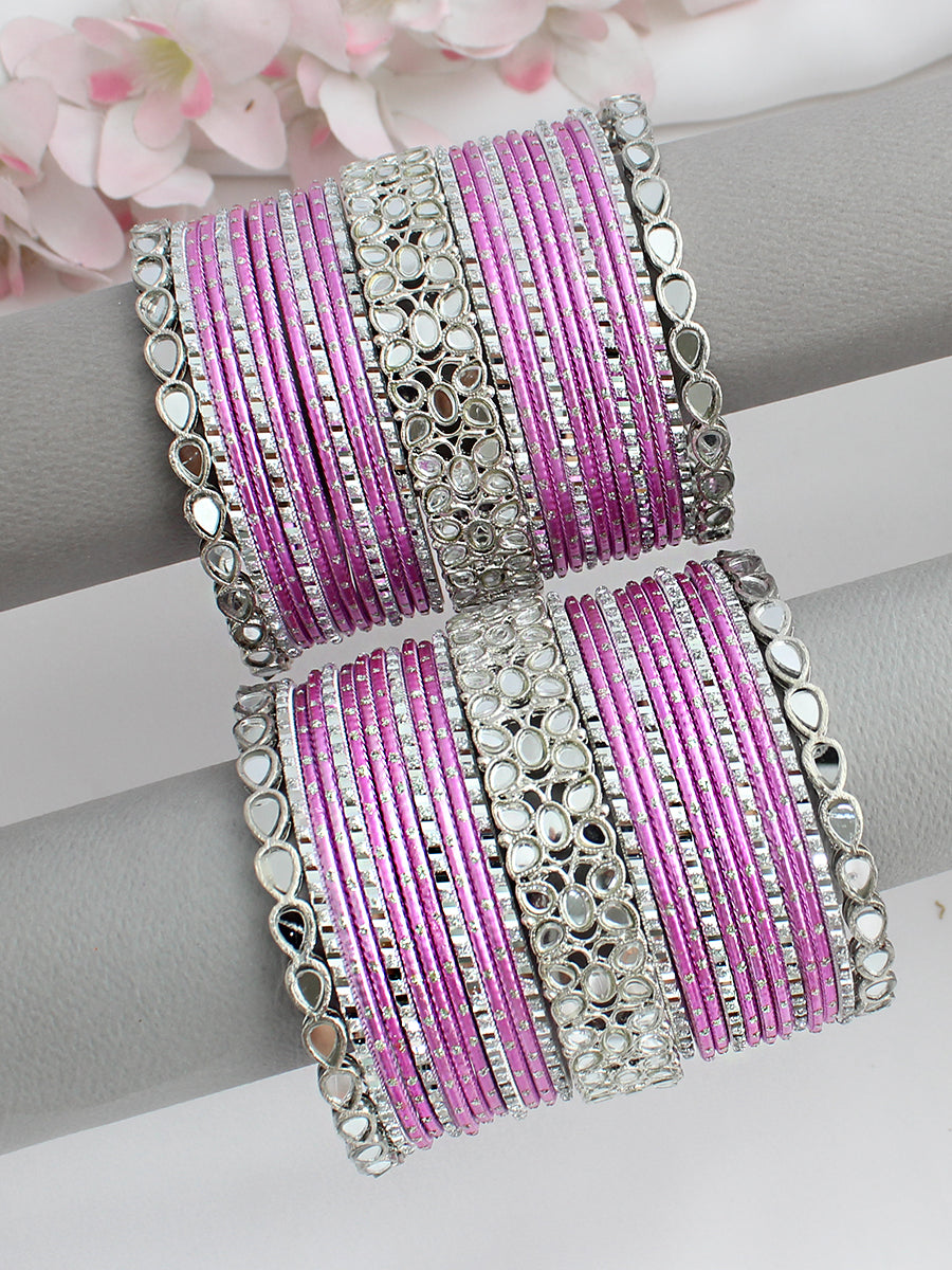 Kiyanvi Bangle Set / Stack-Pink 
