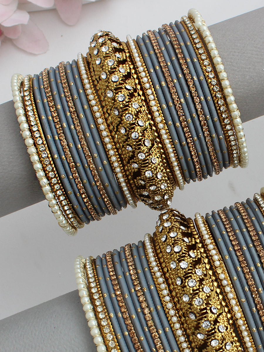 Shubhra Bangle Set / Stack-Grey 