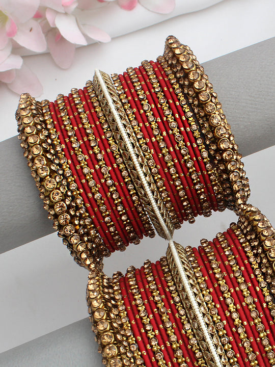 Jagriti Bangle Set / Stack-Red 