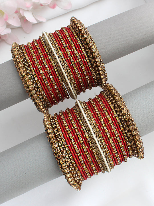 Jagriti Bangle Set / Stack-Red 
