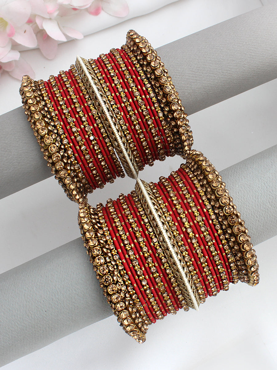 Jagriti Bangle Set / Stack-Red 